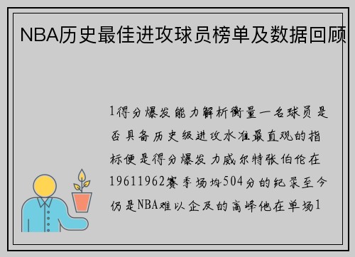 NBA历史最佳进攻球员榜单及数据回顾